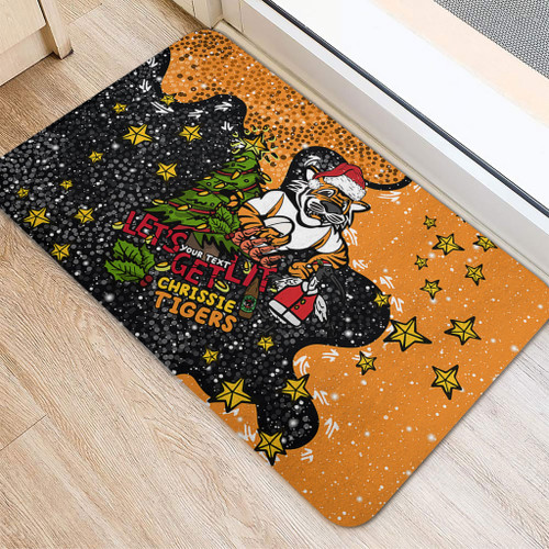 Wests Tigers Christmas Custom Doormat - Let's Get Lit Chrisse Pressie Doormat Wests Tigers Christmas Custom Doormat - Let's Get Lit Chrisse Pressie Doormat