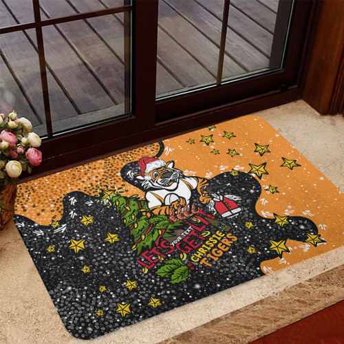 Wests Tigers Christmas Custom Doormat - Let's Get Lit Chrisse Pressie Doormat