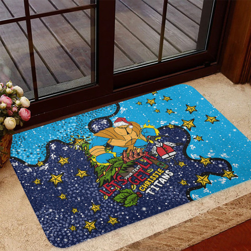 Gold Coast Titans Christmas Custom Doormat - Let's Get Lit Chrisse Pressie Doormat