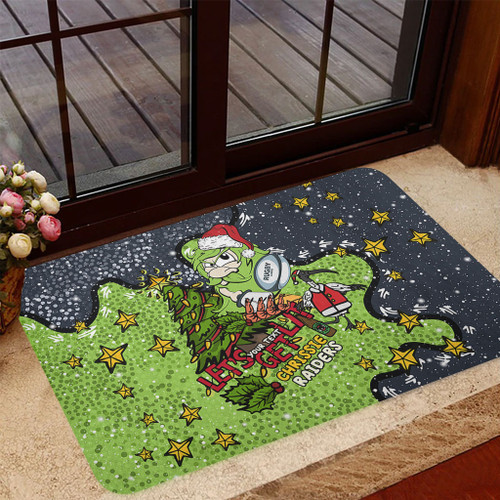 Canberra Raiders Christmas Custom Doormat - Let's Get Lit Chrisse Pressie Doormat