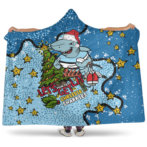 Cronulla-Sutherland Sharks Christmas Custom Hooded Blanket - Let's Get Lit Chrisse Pressie Hooded Blanket Cronulla-Sutherland Sharks Christmas Custom Hooded Blanket - Let's Get Lit Chrisse Pressie Hooded Blanket