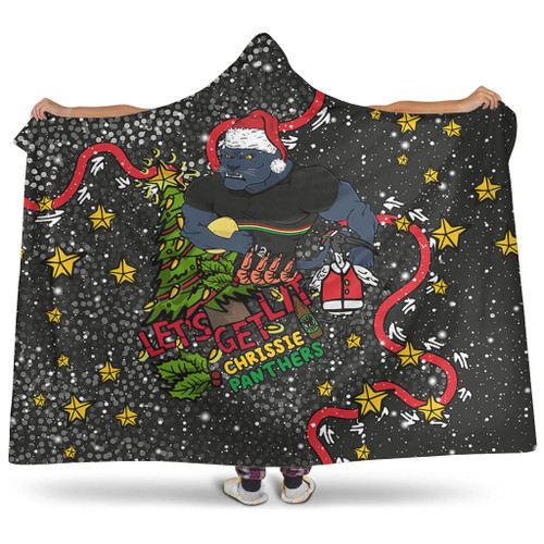 Penrith Panthers Christmas Custom Hooded Blanket - Let's Get Lit Chrisse Pressie Hooded Blanket Penrith Panthers Christmas Custom Hooded Blanket - Let's Get Lit Chrisse Pressie Hooded Blanket