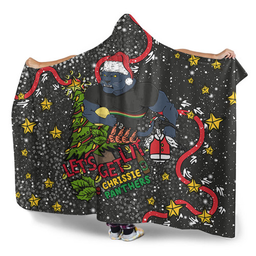 Penrith Panthers Christmas Custom Hooded Blanket - Let's Get Lit Chrisse Pressie Hooded Blanket Penrith Panthers Christmas Custom Hooded Blanket - Let's Get Lit Chrisse Pressie Hooded Blanket