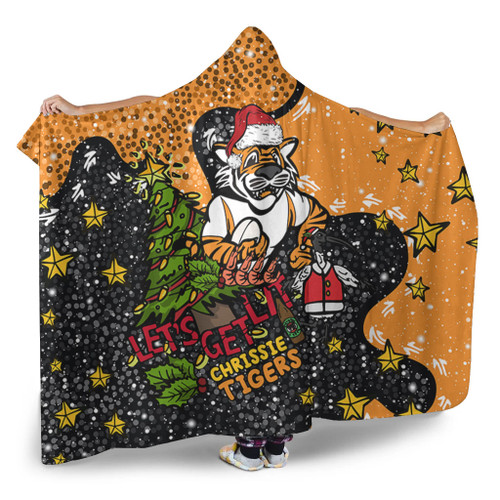 Wests Tigers Christmas Custom Hooded Blanket - Let's Get Lit Chrisse Pressie Hooded Blanket Wests Tigers Christmas Custom Hooded Blanket - Let's Get Lit Chrisse Pressie Hooded Blanket