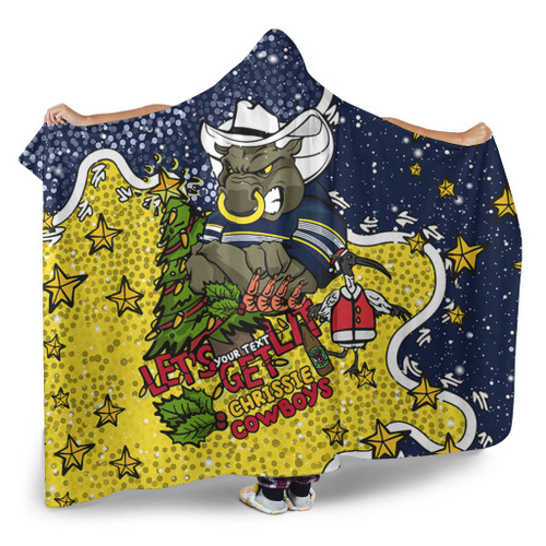 North Queensland Cowboys Christmas Custom Hooded Blanket - Let's Get Lit Chrisse Pressie Hooded Blanket North Queensland Cowboys Christmas Custom Hooded Blanket - Let's Get Lit Chrisse Pressie Hooded Blanket