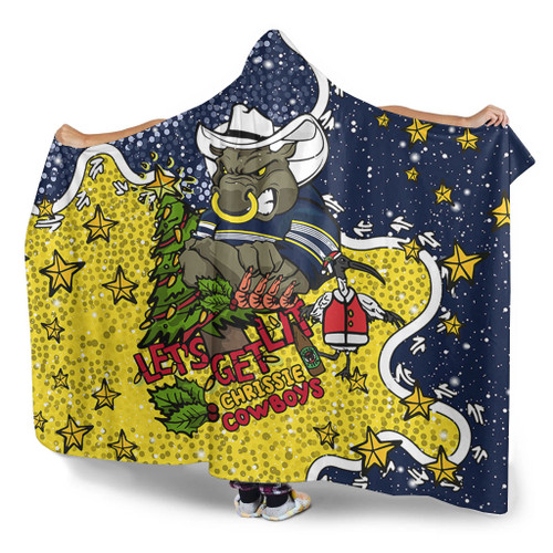 North Queensland Cowboys Christmas Custom Hooded Blanket - Let's Get Lit Chrisse Pressie Hooded Blanket North Queensland Cowboys Christmas Custom Hooded Blanket - Let's Get Lit Chrisse Pressie Hooded Blanket