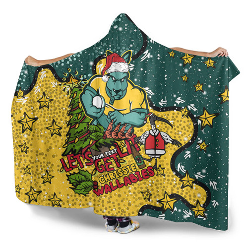 Australia Wallabies Christmas Custom Hooded Blanket - Let's Get Lit Chrisse Pressie Hooded Blanket