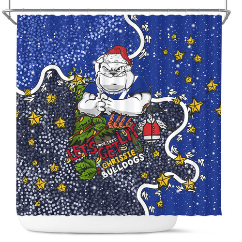 City of Canterbury Bankstown Bulldogs Christmas Custom Shower Curtain - Let's Get Lit Chrisse Pressie Shower Curtain