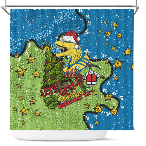 Parramatta Eels Christmas Custom Shower Curtain - Let's Get Lit Chrisse Pressie Shower Curtain Parramatta Eels Christmas Custom Shower Curtain - Let's Get Lit Chrisse Pressie Shower Curtain
