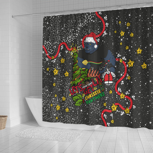Penrith Panthers Christmas Custom Shower Curtain - Let's Get Lit Chrisse Pressie Shower Curtain Penrith Panthers Christmas Custom Shower Curtain - Let's Get Lit Chrisse Pressie Shower Curtain