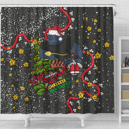Penrith Panthers Christmas Custom Shower Curtain - Let's Get Lit Chrisse Pressie Shower Curtain Penrith Panthers Christmas Custom Shower Curtain - Let's Get Lit Chrisse Pressie Shower Curtain