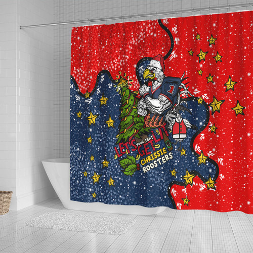 Sydney Roosters Christmas Custom Shower Curtain - Let's Get Lit Chrisse Pressie Shower Curtain Sydney Roosters Christmas Custom Shower Curtain - Let's Get Lit Chrisse Pressie Shower Curtain