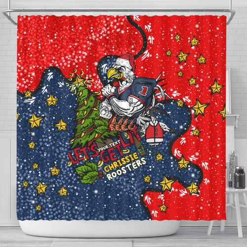 Sydney Roosters Christmas Custom Shower Curtain - Let's Get Lit Chrisse Pressie Shower Curtain Sydney Roosters Christmas Custom Shower Curtain - Let's Get Lit Chrisse Pressie Shower Curtain