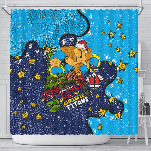 Gold Coast Titans Christmas Custom Shower Curtain - Let's Get Lit Chrisse Pressie Shower Curtain Gold Coast Titans Christmas Custom Shower Curtain - Let's Get Lit Chrisse Pressie Shower Curtain