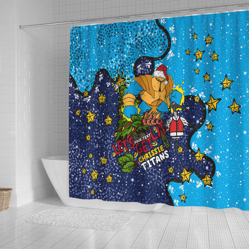 Gold Coast Titans Christmas Custom Shower Curtain - Let's Get Lit Chrisse Pressie Shower Curtain Gold Coast Titans Christmas Custom Shower Curtain - Let's Get Lit Chrisse Pressie Shower Curtain