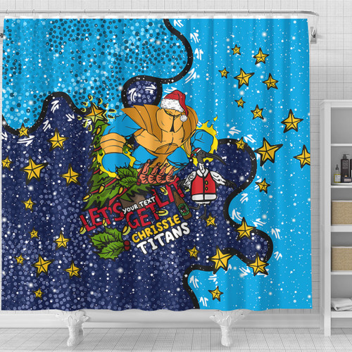 Gold Coast Titans Christmas Custom Shower Curtain - Let's Get Lit Chrisse Pressie Shower Curtain Gold Coast Titans Christmas Custom Shower Curtain - Let's Get Lit Chrisse Pressie Shower Curtain