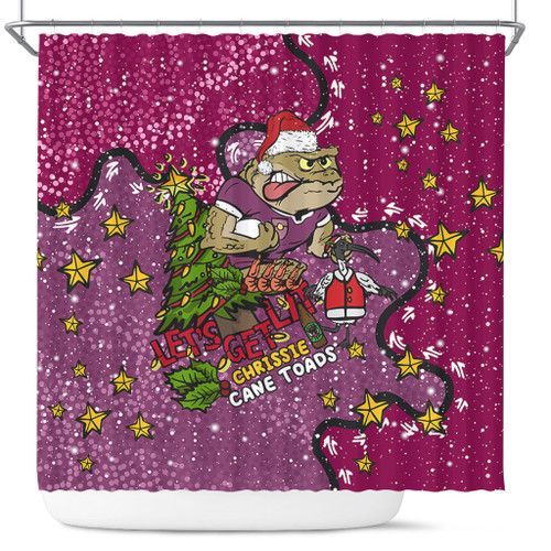Queensland Cane Toads Christmas Custom Shower Curtain - Let's Get Lit Chrisse Pressie Shower Curtain Queensland Cane Toads Christmas Custom Shower Curtain - Let's Get Lit Chrisse Pressie Shower Curtain
