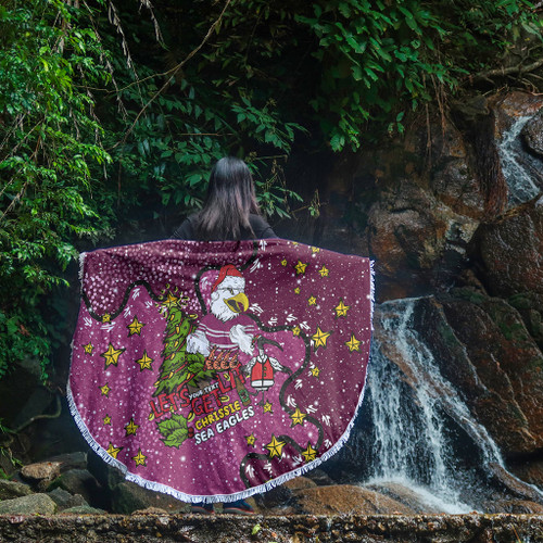 Manly Warringah Sea Eagles Christmas Custom Beach Blanket - Let's Get Lit Chrisse Pressie Beach Blanket Manly Warringah Sea Eagles Christmas Custom Beach Blanket - Let's Get Lit Chrisse Pressie Beach Blanket