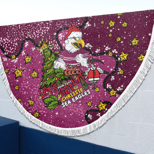 Manly Warringah Sea Eagles Christmas Custom Beach Blanket - Let's Get Lit Chrisse Pressie Beach Blanket Manly Warringah Sea Eagles Christmas Custom Beach Blanket - Let's Get Lit Chrisse Pressie Beach Blanket