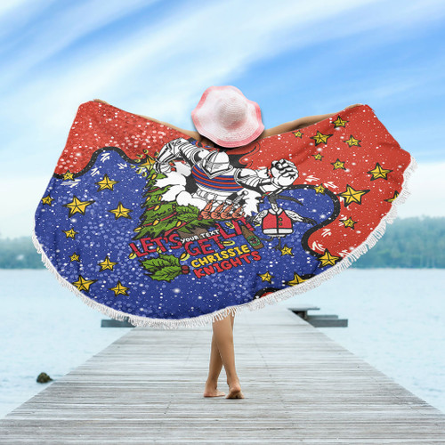 Newcastle Knights Christmas Custom Beach Blanket - Let's Get Lit Chrisse Pressie Beach Blanket Newcastle Knights Christmas Custom Beach Blanket - Let's Get Lit Chrisse Pressie Beach Blanket