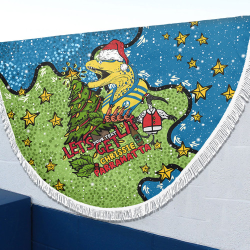 Parramatta Eels Christmas Custom Beach Blanket - Let's Get Lit Chrisse Pressie Beach Blanket Parramatta Eels Christmas Custom Beach Blanket - Let's Get Lit Chrisse Pressie Beach Blanket