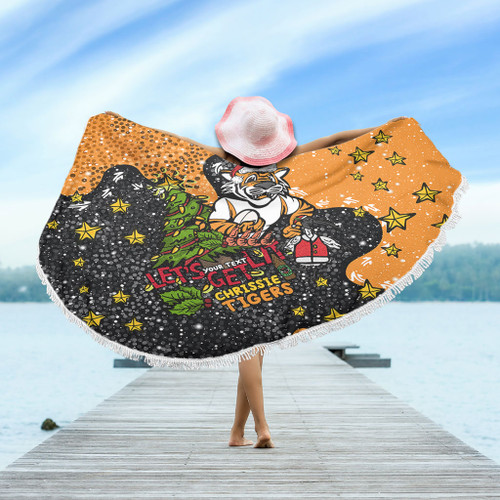 Wests Tigers Christmas Custom Beach Blanket - Let's Get Lit Chrisse Pressie Beach Blanket Wests Tigers Christmas Custom Beach Blanket - Let's Get Lit Chrisse Pressie Beach Blanket