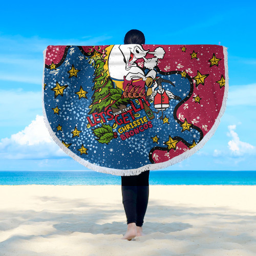 Brisbane Broncos Christmas Custom Beach Blanket - Let's Get Lit Chrisse Pressie Beach Blanket Brisbane Broncos Christmas Custom Beach Blanket - Let's Get Lit Chrisse Pressie Beach Blanket