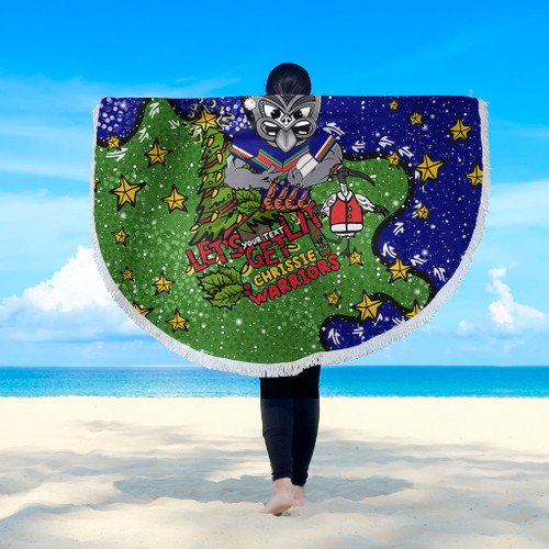 New Zealand Warriors Christmas Custom Beach Blanket - Let's Get Lit Chrisse Pressie Beach Blanket New Zealand Warriors Christmas Custom Beach Blanket - Let's Get Lit Chrisse Pressie Beach Blanket