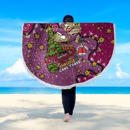 Queensland Cane Toads Christmas Custom Beach Blanket - Let's Get Lit Chrisse Pressie Beach Blanket Queensland Cane Toads Christmas Custom Beach Blanket - Let's Get Lit Chrisse Pressie Beach Blanket