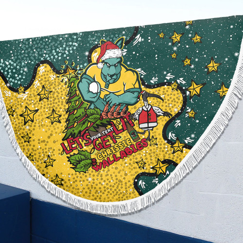 Australia Wallabies Christmas Custom Beach Blanket - Let's Get Lit Chrisse Pressie Beach Blanket Australia Wallabies Christmas Custom Beach Blanket - Let's Get Lit Chrisse Pressie Beach Blanket