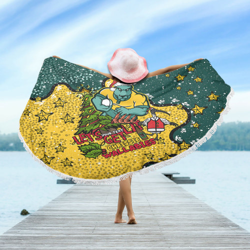 Australia Wallabies Christmas Custom Beach Blanket - Let's Get Lit Chrisse Pressie Beach Blanket Australia Wallabies Christmas Custom Beach Blanket - Let's Get Lit Chrisse Pressie Beach Blanket