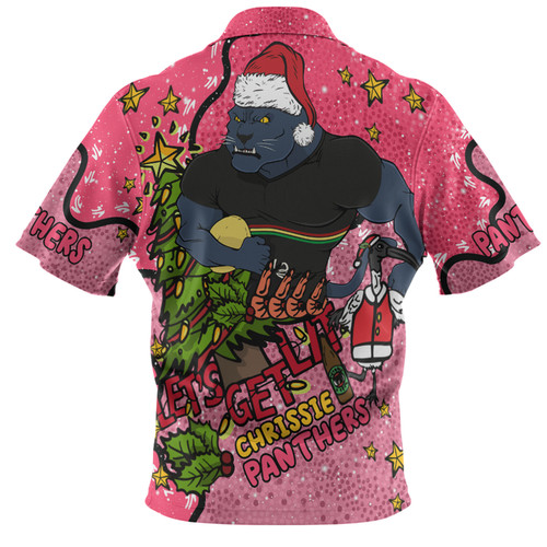 Penrith Panthers Christmas Custom Polo Shirt - Let's Get Lit Chrisse Pressie Pink Polo Shirt Penrith Panthers Christmas Custom Polo Shirt - Let's Get Lit Chrisse Pressie Pink Polo Shirt