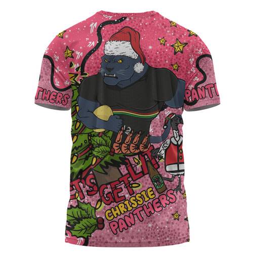 Penrith Panthers Christmas Custom T-shirt - Let's Get Lit Chrisse Pressie Pink T-shirt Penrith Panthers Christmas Custom T-shirt - Let's Get Lit Chrisse Pressie Pink T-shirt