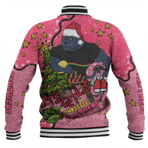 Penrith Panthers Christmas Custom Baseball Jacket - Let's Get Lit Chrisse Pressie Pink Baseball Jacket Penrith Panthers Christmas Custom Baseball Jacket - Let's Get Lit Chrisse Pressie Pink Baseball Jacket