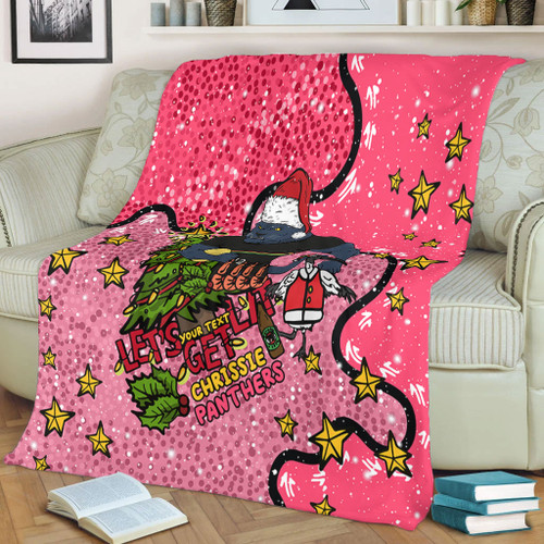 Penrith Panthers Christmas Custom Blanket - Let's Get Lit Chrisse Pressie Pink Blanket Penrith Panthers Christmas Custom Blanket - Let's Get Lit Chrisse Pressie Pink Blanket