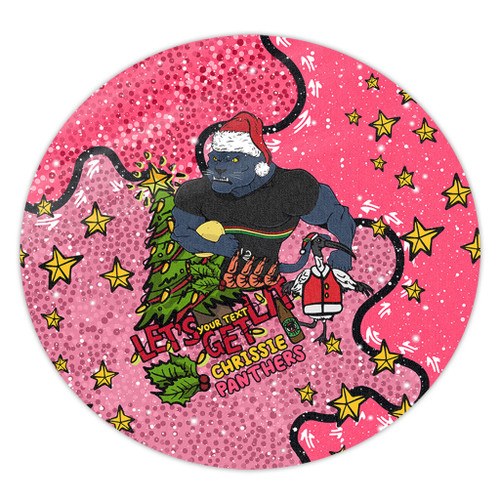 Penrith Panthers Christmas Custom Round Rug - Let's Get Lit Chrisse Pressie Pink Round Rug Penrith Panthers Christmas Custom Round Rug - Let's Get Lit Chrisse Pressie Pink Round Rug