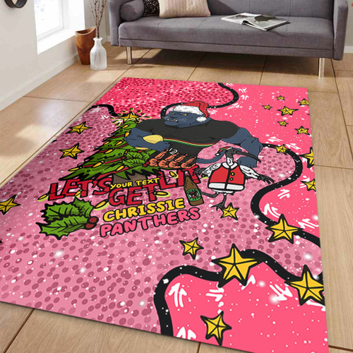 Penrith Panthers Christmas Custom Area Rug - Let's Get Lit Chrisse Pressie Pink Area Rug