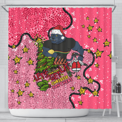 Penrith Panthers Christmas Custom Shower Curtain - Let's Get Lit Chrisse Pressie Pink Shower Curtain Penrith Panthers Christmas Custom Shower Curtain - Let's Get Lit Chrisse Pressie Pink Shower Curtain