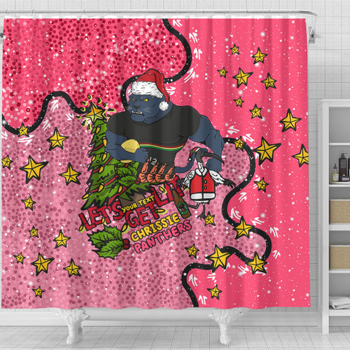Penrith Panthers Christmas Custom Shower Curtain - Let's Get Lit Chrisse Pressie Pink Shower Curtain Penrith Panthers Christmas Custom Shower Curtain - Let's Get Lit Chrisse Pressie Pink Shower Curtain