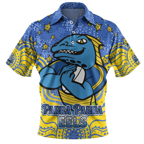 Parramatta Eels Custom Polo Shirt - Custom With Aboriginal Inspired Style Of Dot Painting Patterns  Polo Shirt