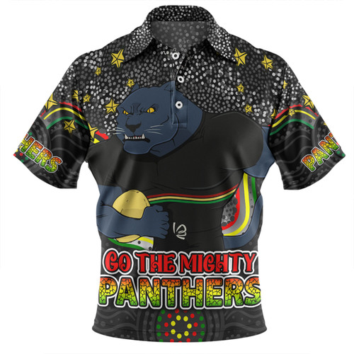 Penrith Panthers Custom Polo Shirt - Custom With Aboriginal Inspired Style Of Dot Painting Patterns  Polo Shirt