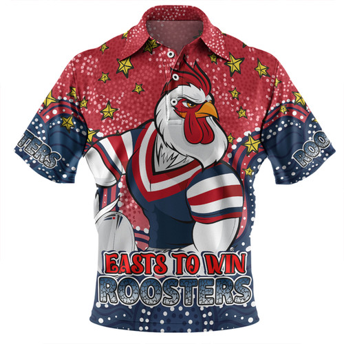 Sydney Roosters Custom Polo Shirt - Custom With Aboriginal Inspired Style Of Dot Painting Patterns  Polo Shirt