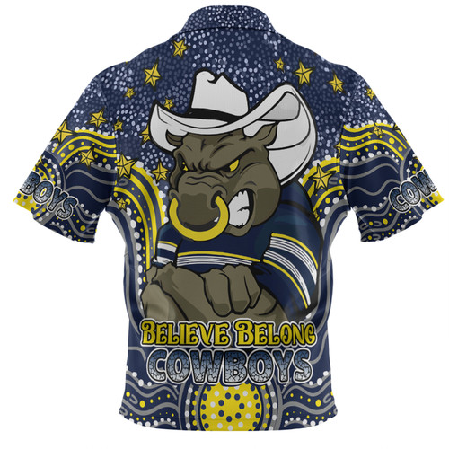 North Queensland Cowboys Custom Polo Shirt - Custom With Aboriginal Inspired Style Of Dot Painting Patterns  Polo Shirt North Queensland Cowboys Custom Polo Shirt - Custom With Aboriginal Inspired Style Of Dot Painting Patterns  Polo Shirt