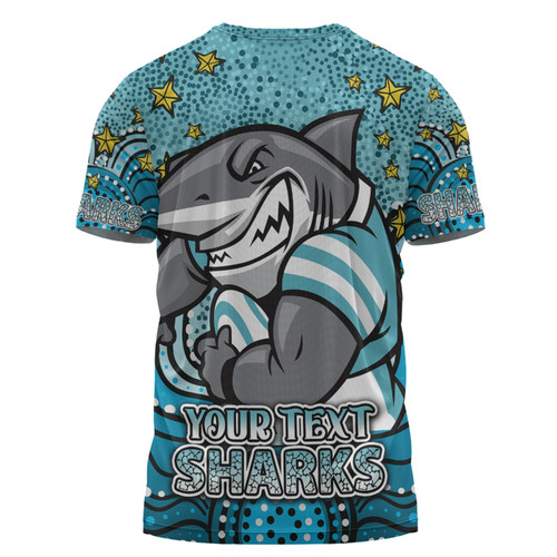 Cronulla-Sutherland Sharks Custom T-shirt - Custom With Aboriginal Inspired Style Of Dot Painting Patterns  T-shirt Cronulla-Sutherland Sharks Custom T-shirt - Custom With Aboriginal Inspired Style Of Dot Painting Patterns  T-shirt