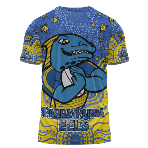 Parramatta Eels Custom T-shirt - Custom With Aboriginal Inspired Style Of Dot Painting Patterns  T-shirt Parramatta Eels Custom T-shirt - Custom With Aboriginal Inspired Style Of Dot Painting Patterns  T-shirt