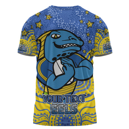 Parramatta Eels Custom T-shirt - Custom With Aboriginal Inspired Style Of Dot Painting Patterns  T-shirt Parramatta Eels Custom T-shirt - Custom With Aboriginal Inspired Style Of Dot Painting Patterns  T-shirt