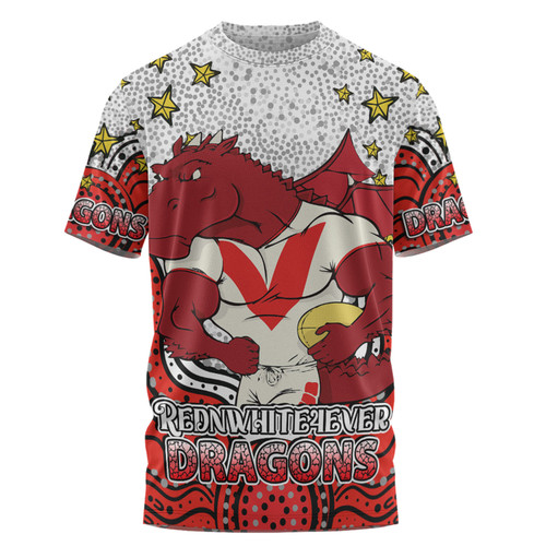 St. George Illawarra Dragons Custom T-shirt - Custom With Aboriginal Inspired Style Of Dot Painting Patterns  T-shirt