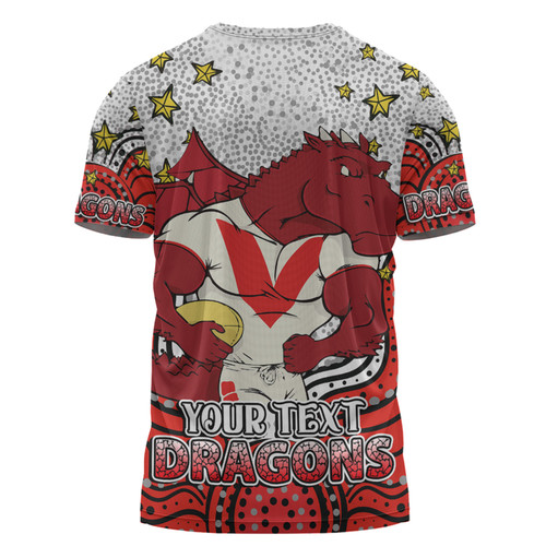 St. George Illawarra Dragons Custom T-shirt - Custom With Aboriginal Inspired Style Of Dot Painting Patterns  T-shirt St. George Illawarra Dragons Custom T-shirt - Custom With Aboriginal Inspired Style Of Dot Painting Patterns  T-shirt