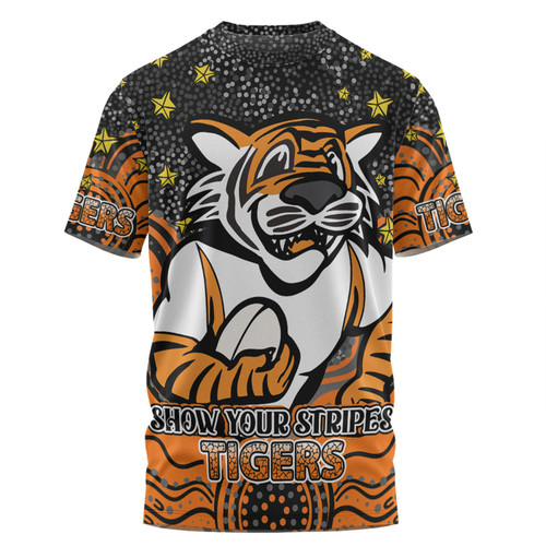 Wests Tigers Custom T-shirt - Custom With Aboriginal Inspired Style Of Dot Painting Patterns  T-shirt