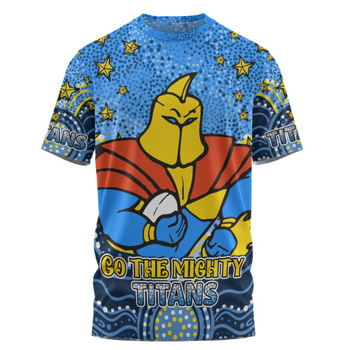 Gold Coast Titans Custom T-shirt - Custom With Aboriginal Inspired Style Of Dot Painting Patterns  T-shirt